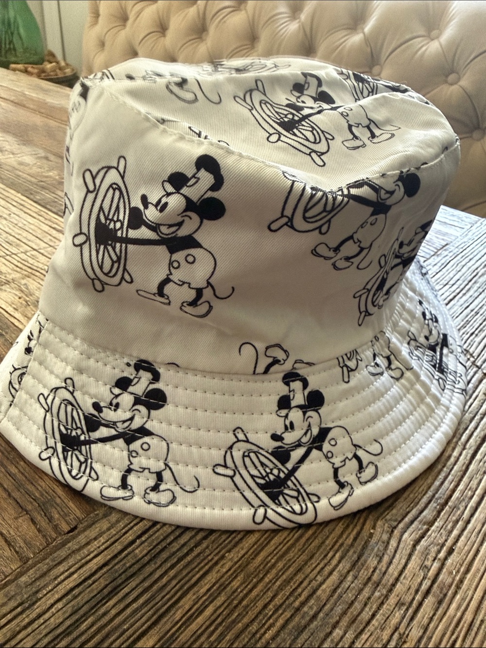 Black & White Steamboat Mickey Mouse Bucket Hat